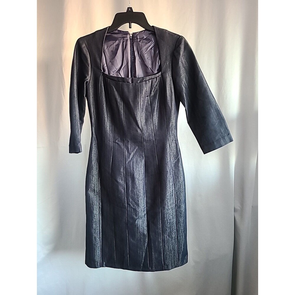 Vintage 70s Handmade Denim Dress Striped Long sleeve Buttons Zip